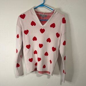 Marled Red Heart V-Neck Sweater